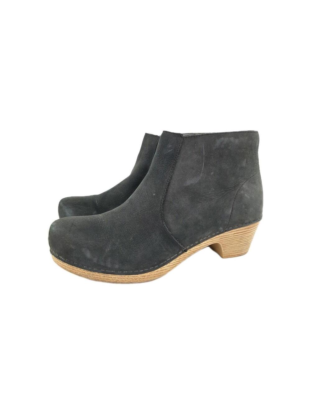 Dansko Maria Black Nubuck Leather Boot US 10 EUR 41 Zip Professional Bootie clog